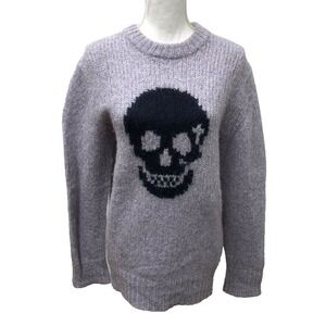 Skull Cashmere Wool Alpaca Chunky Knit Sweater Jumper Womens Large Goth Grunge